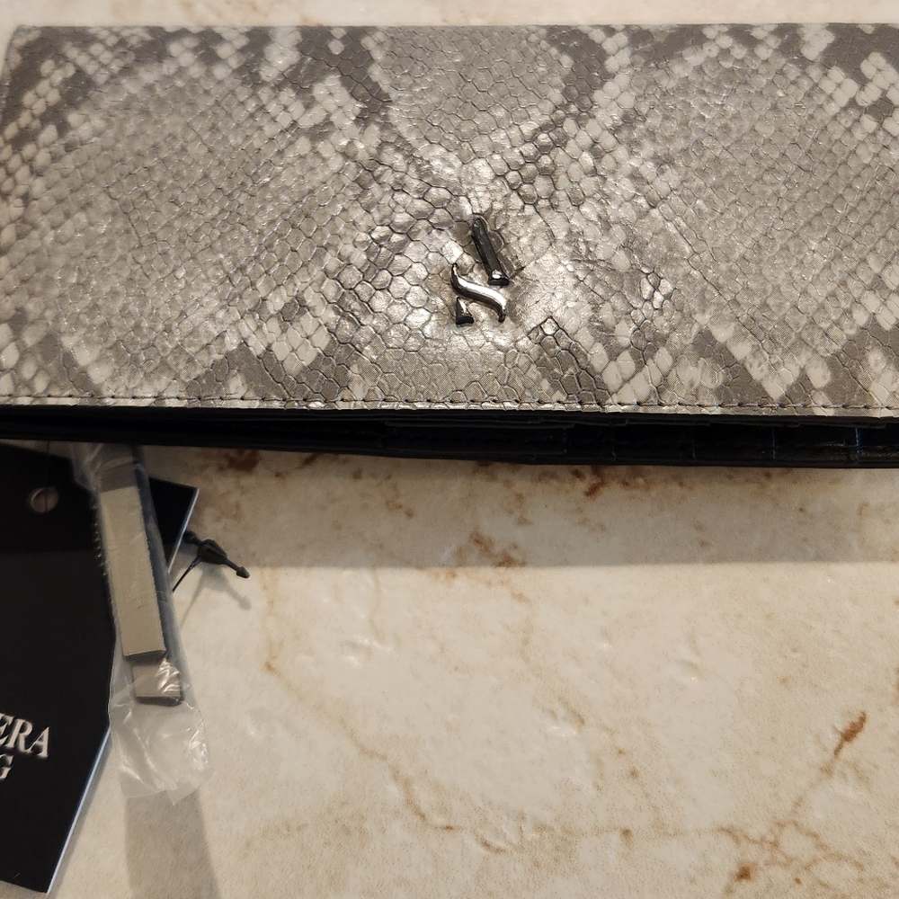 Vera Wang Simply Vera Hang Bag Satchet And Wallet Grey Python - Picture 11 of 15